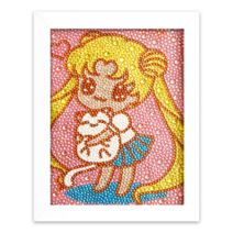 블링블링 어린이 보석십자수 전용액자포함 캐릭터 DIY 세트 비즈 큐빅 동물 소형 키즈, 직사각-달소녀, 1set