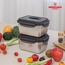몽카라 김치 스텐 밀폐용기 컬렉션 2.5L 2개 세트, 단품