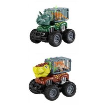 YSSHOP 어린이를위한 2 개의 공룡 운송 자동차 트럭 차량 장난감 Playset 세트, 플라스틱, 설명한대로