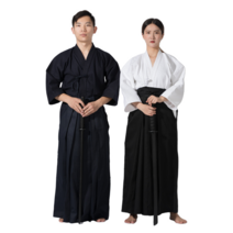 검도복 합기도 세트 하카마 블랙 선수 훈련 연습 복장