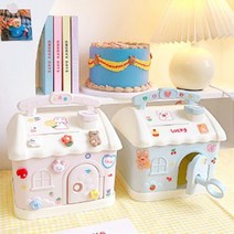 어린이날선물 귀여운 꾸미기 스티커로 나만의 러블리 래빗 저금통 만들기 (블루 핑크), 핑크