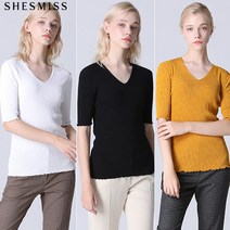 쉬즈미스 쉬즈미스 프릴 골지 브이넥 니트