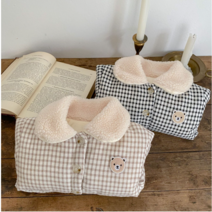 아기 겨울점퍼 베이비 귀여운 체크 두툼 기모 뽀글이 카라