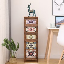 북유럽수납장 코너 서랍장 모던 수납 사이드 다용도 폭좁은 속옷서랍 예쁜 4단 5단 원목, 브라운 5층