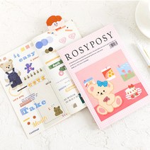 RosyPosy A5 20매 빈티지 잡지 매거진 스티커북 잘라쓰는 스티커 인스 판스 인스타감성, 포토