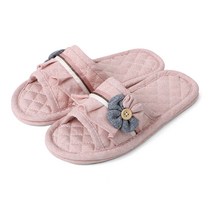 키키디 2중 쿠션 더블패드 면실내화 거실화 슬리퍼, 핑크