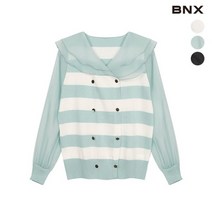 [BNX] 여성 쉬폰 셔링 넥라인 니트