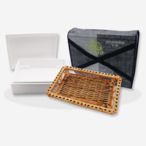 등5호(D5) 스티로폼 풀세트 6개, 보냉 X자 가방, 사출 금색투톤채반(높음)