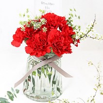 카네이션 생화 꽃병 꽃배달 5월 7 8일 어버이날 예약배송, 체리꽃병키트, 10송이