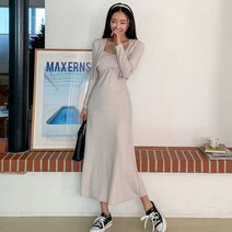 퍼니걸스 6132 슬림 트임 나시 롱 원피스 가디건 세트 여성의류