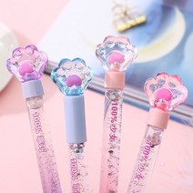 빛나는 고양이 발바닥 볼펜 젤볼펜세트 0.5mm볼펜 검은볼펜 동물볼펜 귀여운볼펜 빛나는볼펜 글리터볼펜, 퍼플