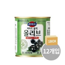 리치스 블랙올리브 홀 피티드 200g x 12캔, 리치스 블랙올리브 홀 피티드 20