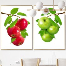 청량한 푸른 사과 그림 캔버스 액자 금전운 재물운 성공운 거실 사무실 인테리어 액자, 01번 데롱데롱 레드사과, A1, 올리브골드