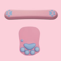 스포트라이트 댕댕이 발바닥 메모리폼 텐키리스 키보드 손목받침대 손목보호 마우스패드 세트, 마우스+키보드패드38세트, 핑크
