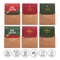도나앤데코 실비아 크리스마스 카드   크라프트 봉투   스티커 세트, 카드.스티커(랜덤발송)크라프트 봉투(단일색상), 400세트