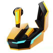 GS6 블루투스이어폰 스포츠 노이즈캔슬링 LED무선 이어폰 오픈형이어폰 /USB-C타입/멀티페어링, 옐로우