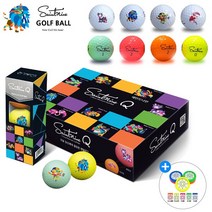 세인트나인 Q 골프공12알+수평볼마커, 세인트나인Q 골프공=화이트12볼