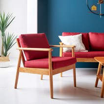 굿홈즈 마랑 패브릭 1인 고무나무 원목소파, 와인