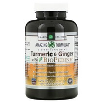 강황 커큐민 Turmeric Ginger BioPerine 750mg 180 베지캡