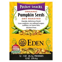 에덴 푸드 포켓 스낵 호박씨 기름 없이 볶은 제품 12팩 팩당 28.3g(1oz), 12 Count