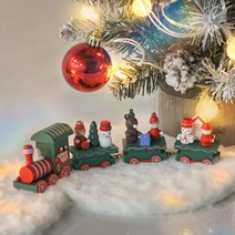 이플린 크리스마스 미니어처 나무기차   원형 러그 세트, 그린(나무기차), 화이트(러그)