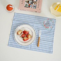 나주소반 찻상 전통소품 다과상 다도상 격자 무늬 Placemat 식탁 장식 간단한 리넨 일본과 한국어 스타일 테이블 주방 액세서리, light blue+40x 30cm