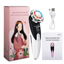 갈바닉 얼굴 목 마사지기 45도 온열 LED EMS미세전류 이온도입 감응식 음파 진동 USB충전식 얼굴 마사지 초, 01 White