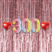 300일 이벤트 포토존 세트 아기 기념일 커플 축하 기념 숫자 풍선 하트, 03.커튼-(로즈골드)-300(소)-레인보우