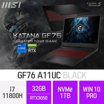 MSI 게이밍 노트북 GF시리즈 Sword GF76 A11UC_블랙, 1TB, 32GB, 포함