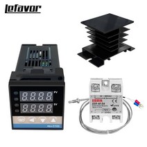 REX-C100 디지털 PID 온도 조절기 SSR 출력 최대 40A 릴레이 K 열전대 프로브, C100 balck set 2