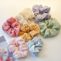 소프트 크림 파스텔 스크런치 곱창밴드 7color 러블리 귀여운 패션 코디 데일리 데이트 여행 학생 여성, 퍼플