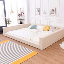 고릴라가구 투미 패밀리침대 [양쪽가드형Q+SS]_매트별도, 베이지