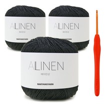 에이린넨(70g)x3볼+모사용코바늘5/0호(3.0mm), 574_블랙