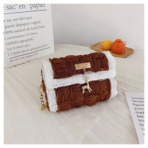 망스티치 diy키트 네트공예 가방만들기 뜨개질, 브라운, A.러블리크로스백