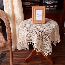 대용량 대형 큰 빅 사이즈 엔틱 빈티지 테이블보 덮개 커버 천 협탁보 손뜨개 식탁보 레이스, 130x170CM(일반식탁/티테이블에 적합), A