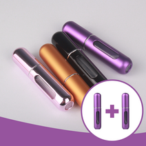 향수공병 1+1 향수병 휴대용 스프레이 리필 케이스 용기, 블랙, 퍼플