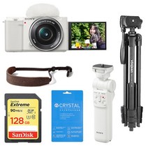 ZV-E10L 16-50mm 렌즈 + GP-VPT2BT 그립+SENEX-128GB +삼각대+스트랩+액정필름 소니 공식대리점 홍익AV, 화이트