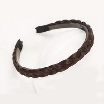 프루마 땋은 머리 벼머리 가발 헤어밴드, 얇은 브라운, 1개