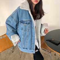 만씬 가을겨울 퍼카라 데님 코트 여상의