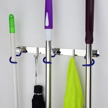 걸레 빗자루 홀더 벽걸이 청소 도구 걸이 랙 공간 절약 튼튼한 빗자루 걸레 핸들 홀더, 3 mop holders