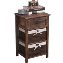 원목 침실 엔틱 서랍장 낮은 서랍형 미니 소형 협탁 정리함 수납장 수납 빈티지, 조립, 월넛
