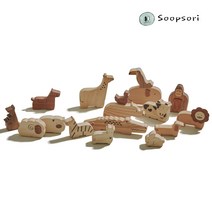 [숲소리] 동물가족세트 원목 장난감 아기 교구 선물 36개월이상, 단품