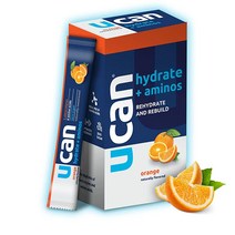 UCAN 수분 공급 + 아미노 패킷 오렌지 10개 케토 무설탕 전해질 + 근육 회복 필수 전해질 + EAA 및 BCAA GMO 프리 비건 러너 체육관 관객 퍼포먼