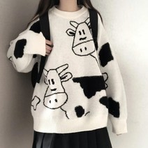 박시니트원 학원 무드 겨울 가을 러블리 젓소 풀오버스웨터 와이드 루즈핏 코트 아우터 트렌드 4147021135