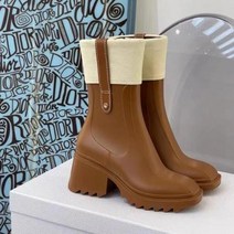 레인부츠 반 앵글 헌터 여름 발목 부츠 튜브 두꺼운 바닥 영국 장화 남녀 공용 플러스 사이, Chocolate+38