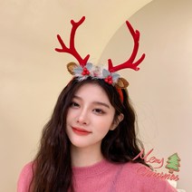 사슴뿔 헤어밴드 크리스마스 머리띠 인생네컷 촬영 소품 머리 장식 파티, I8