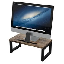 JOIN IRON 다크 브라운 목재 컴퓨터 모니터 스탠드 수납 공간 노트북 선반 인체 공학적 라이저 책상 정리함 사무용품 프린터 아이맥 PC 팩스 머신 랙, Grey