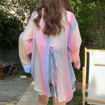 시폰 썬 가디건 여성용 여름 롱가디건 숄 재킷 셔츠