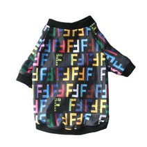 디자이너 프린트 개 옷 애완 동물 강아지 치와와 의류 소형견용 의상 레저 퍼그, L, Black F