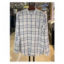 W몰 TBJ 남성 코튼 린넨 루즈핏 밴드카라 체크 셔츠 T202SH110P